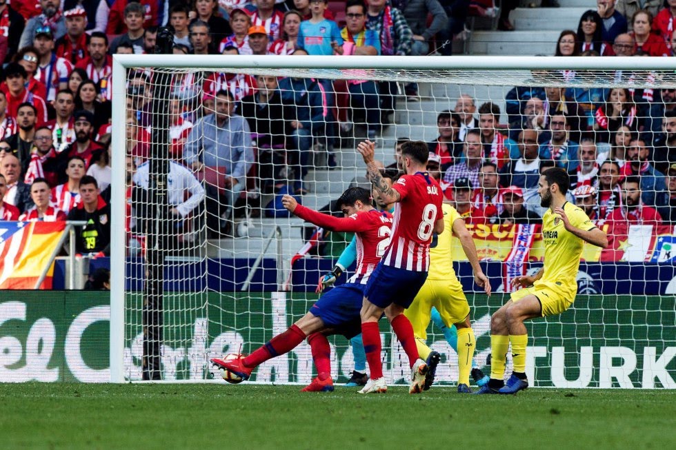Primer gol de Morata como rojiblanco, que esta vez por fin sí subió al marcardor. 