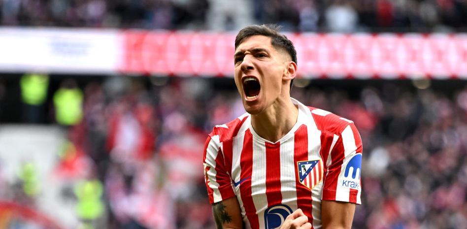 Celebración del gol de Nahuel Molina